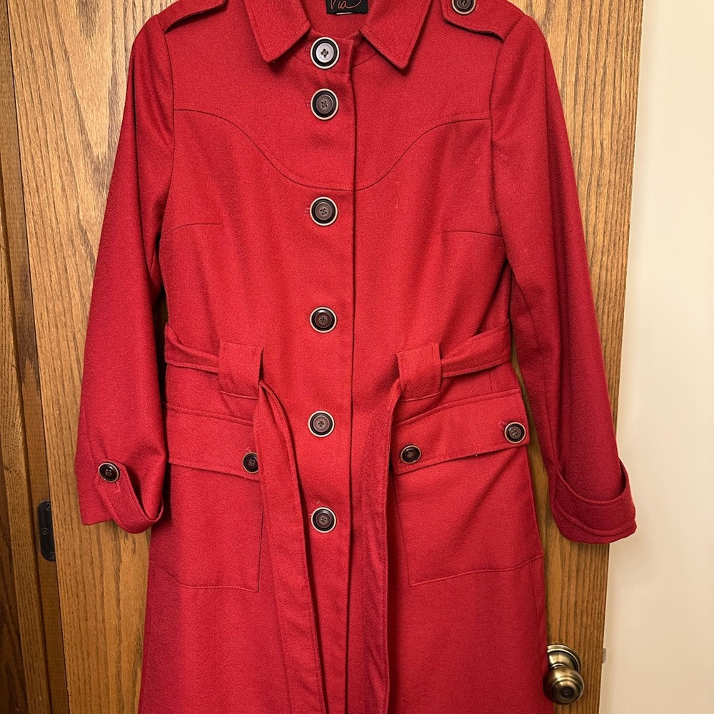 Via Spiga Red Buttoned Trench Coat